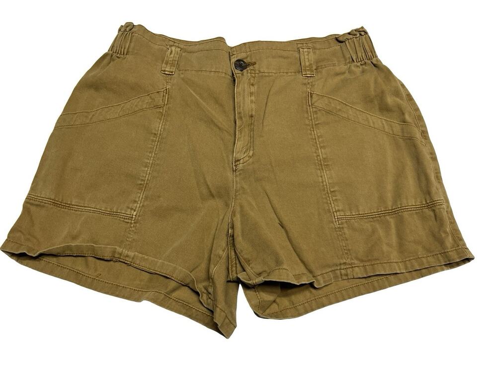 Old Navy Womens Khaki Utility Cargo Shorts High Waisted Elastic Back Size M
